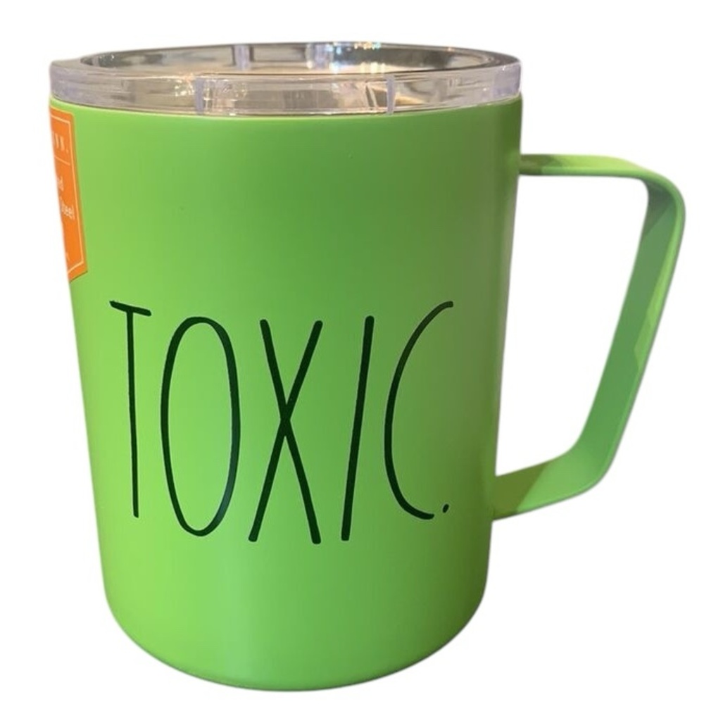 “Rae Dunn” TOXIC Green Stainless Steel Insulated Mug with Lid – Halloween 2021